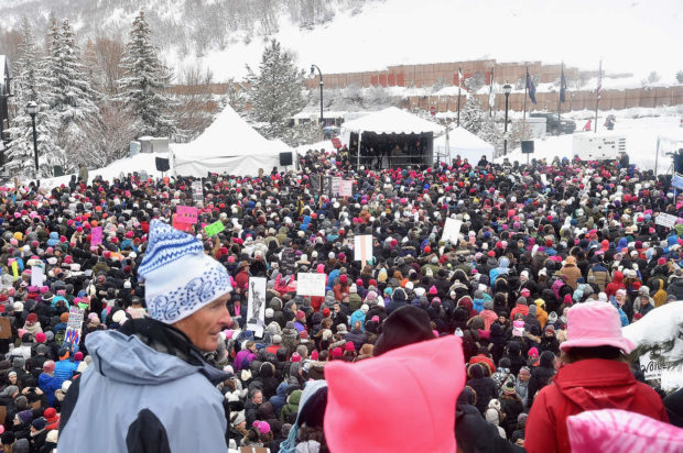 PARK CITY, UT - JANUARY 21: Marchers during the Women's March on Main Street Park City on January 21, 2017 in Park City, Utah. (Photo by Alberto E. Rodriguez/Getty Images) NYTCREDIT: Alberto E. Rodriguez/Getty Images